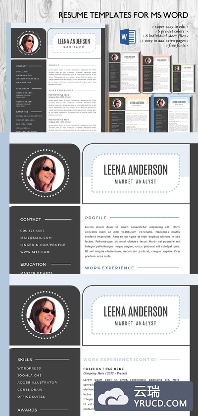 现代含头像的简历模板 Modern photo Word resume