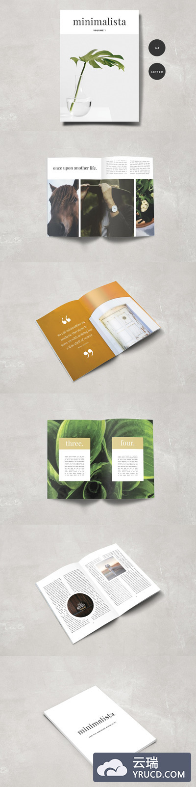 高端极简主义画册杂志模板 Minimalista Magazine