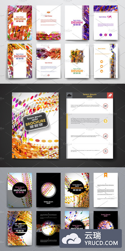 漂亮的多彩的画册杂志模板 Set of Beautiful Brochures