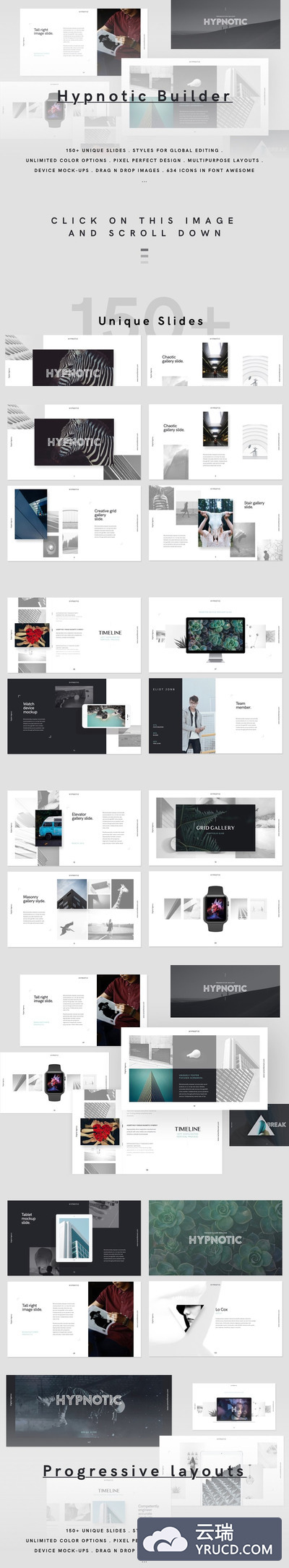 设计感很强的keynote演讲PPT模板 HYPNOTIC Keynote Presentation Theme