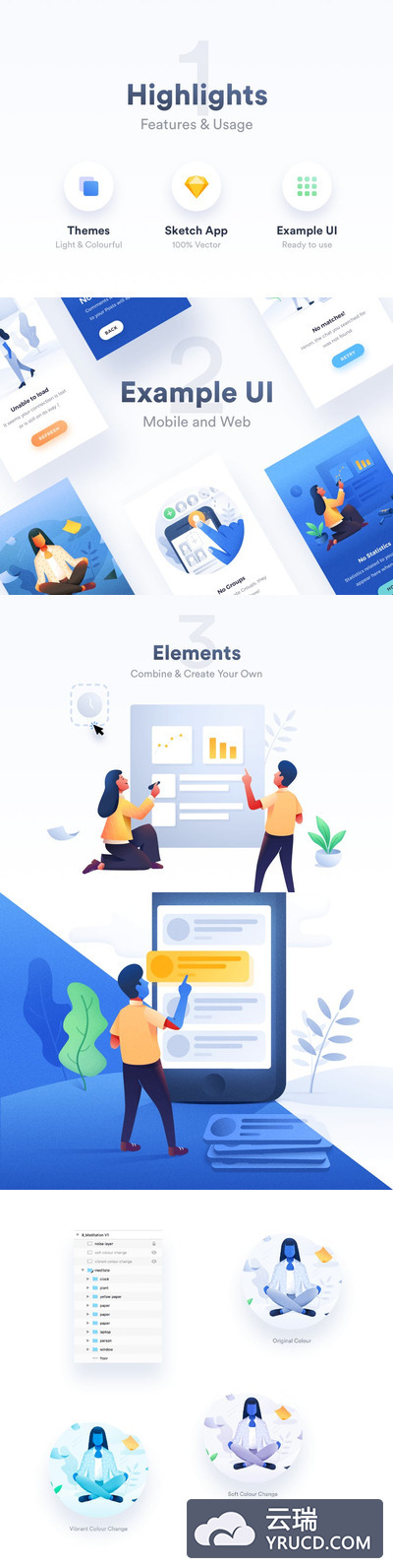 18个插图9种淡颜色9种深色调充满活力
