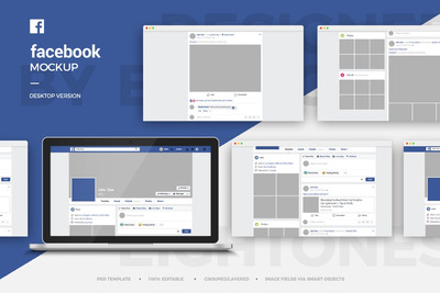 Facebook用户界面模拟样机展示模型mockups