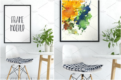 现代风格的画框样机 Scandi Interior Frame Mockup - 04