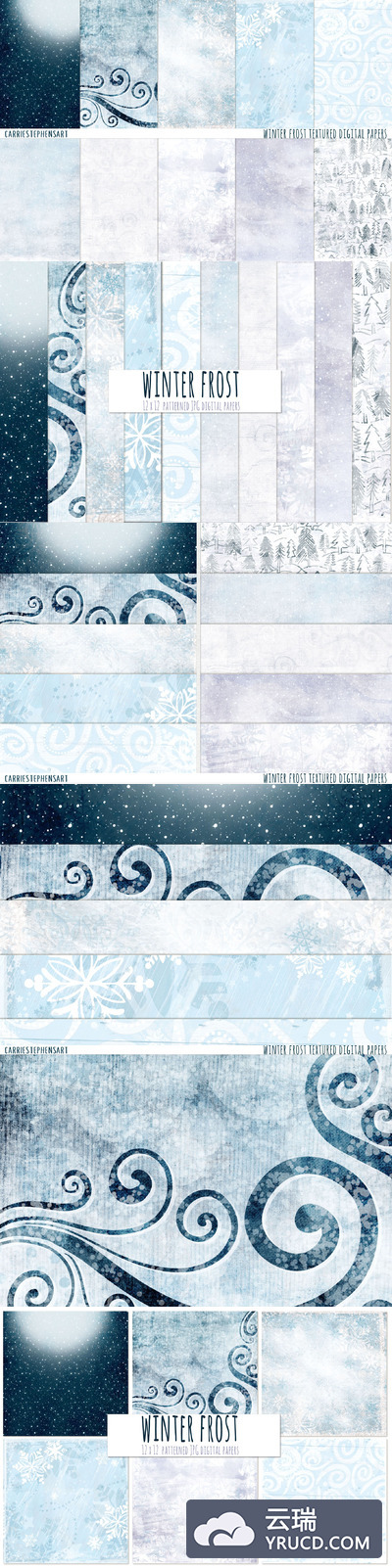 梦幻的冬季背景纹理素材 Magical Winter Background Papers