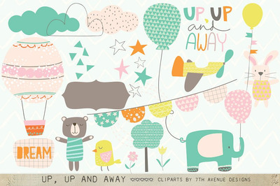 可爱的插画卡通素材 Up, Up and Away Cliparts