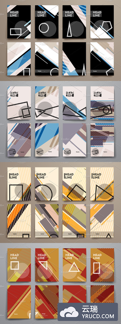 抽象元素的画册模板 Set of Abstract Brochures
