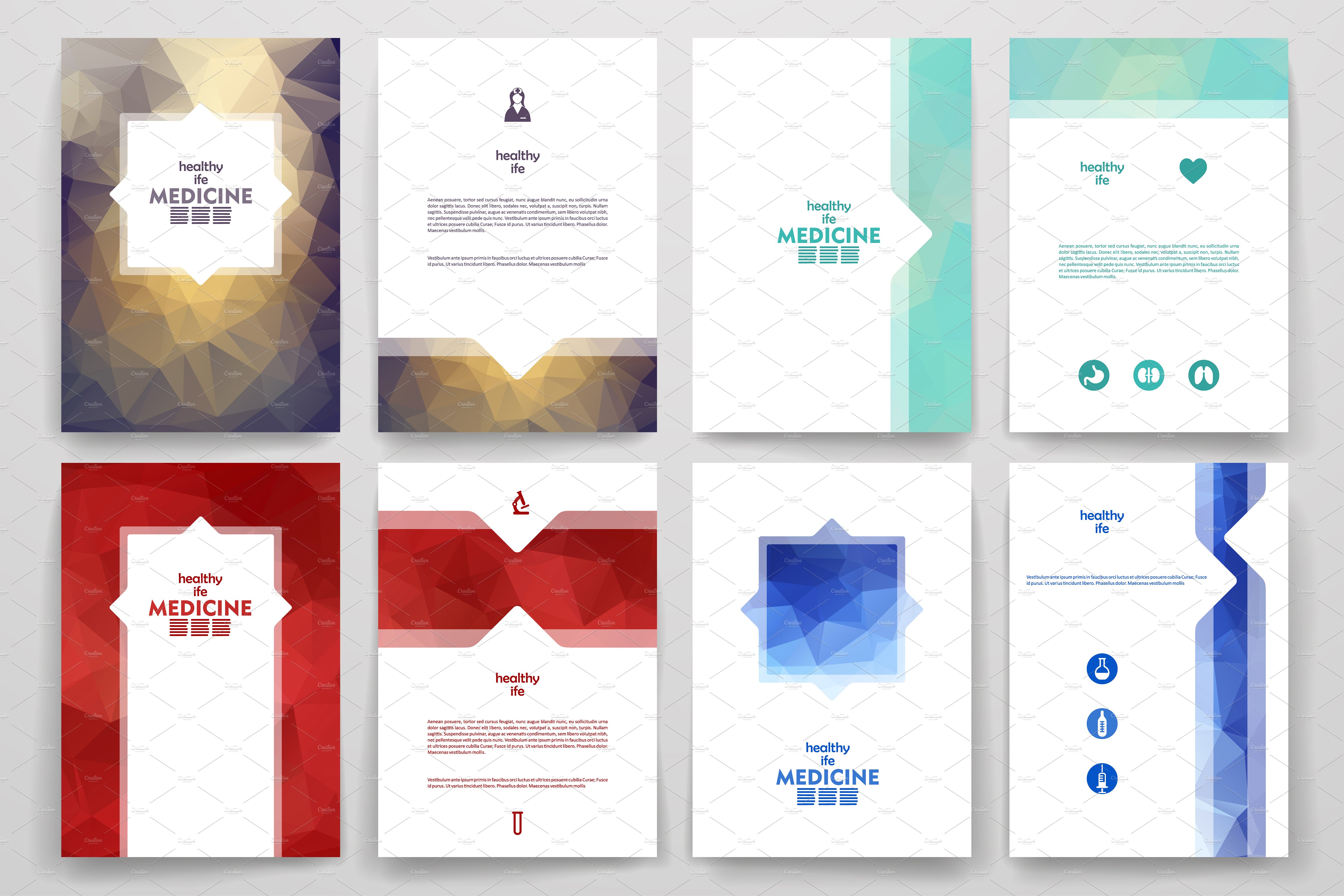 医学画册模板 Set of Medicine brochures