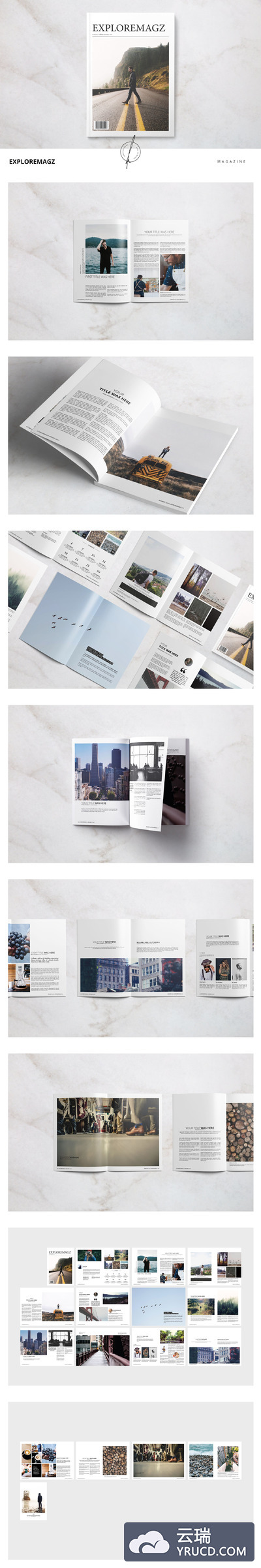 时尚大图的杂志画册模板 Exploremagz Magazine