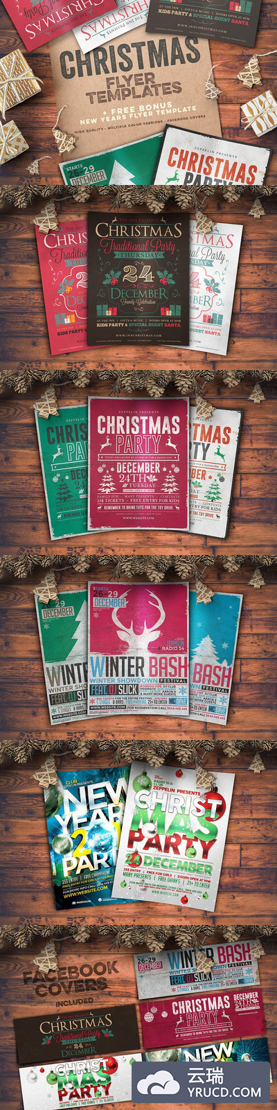 圣诞节海报模板 Christmas Flyers Bundle