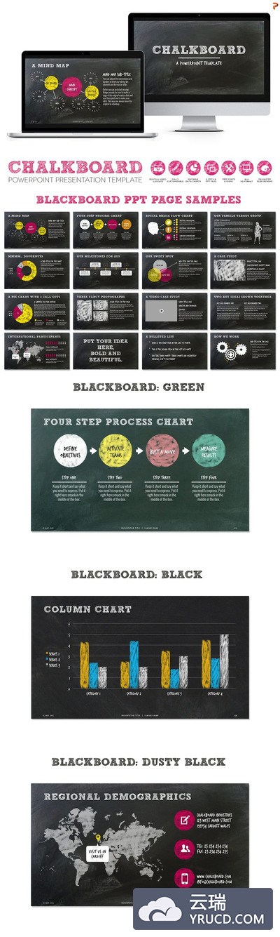 粉笔黑板元素主题的PPT模板 Chalkboard PPT Presentation Template