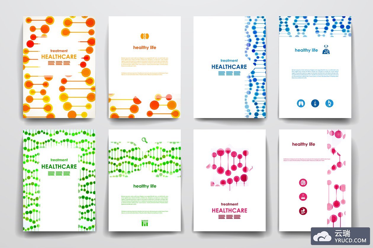 健康相关内容的杂志画册模板 Healthcare Brochures templates
