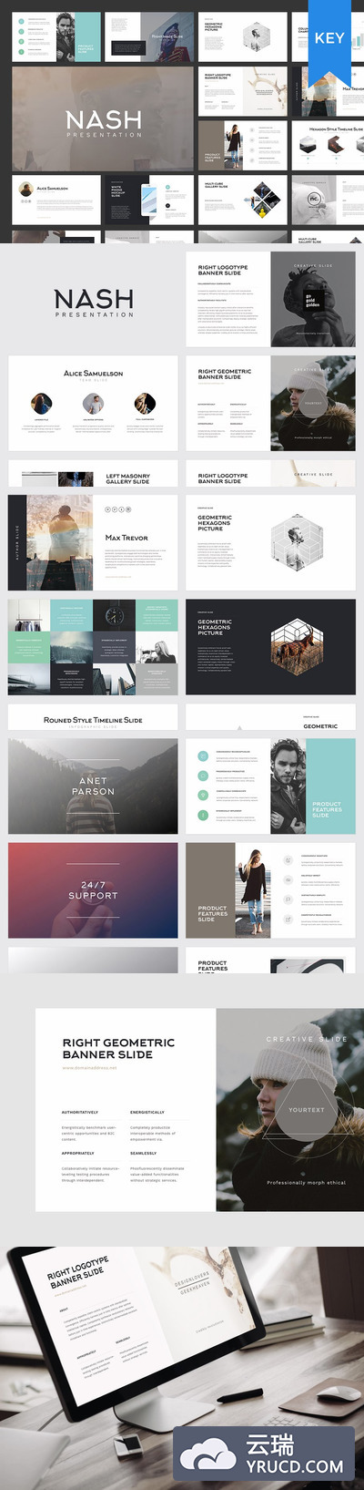 个性时尚的keynote模板下载 NASH Keynote Presentation Template
