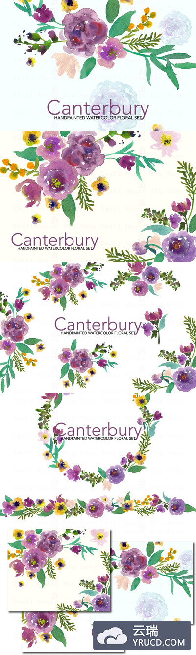 坎特伯雷水彩剪贴画集 Canterbury- Watercolor Clip Art Set