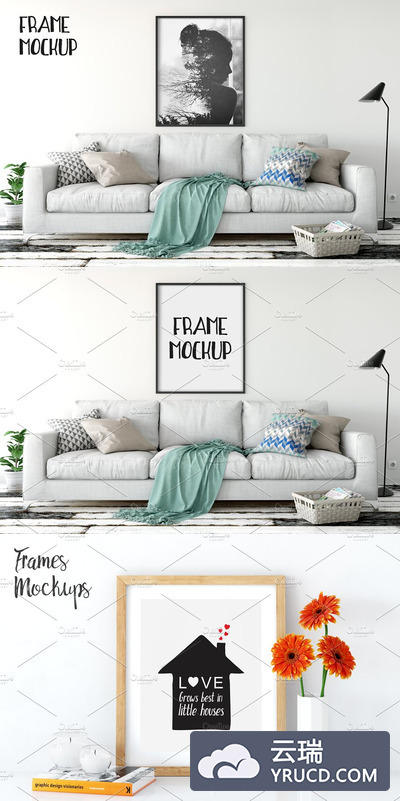 室内画框样机 White Interior Frame Mockup - (8x10)