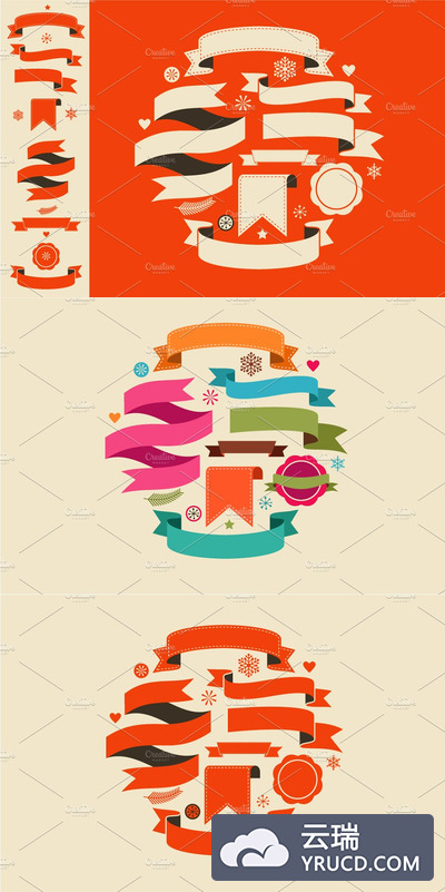 圣诞节丝带＆横幅套装 Set of christmas ribbons & banners