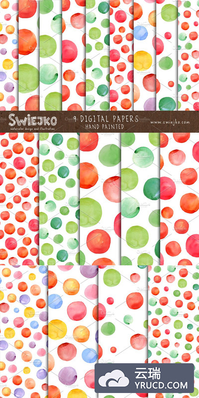 圆点水彩背景纹理素材 Watercolor Dots Background