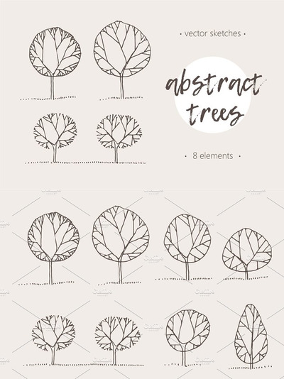 抽象的树图形素材 Illustrations of abstract trees