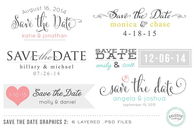 英文珍惜时间金句的素材 Save the Date Overlays Layered .psd