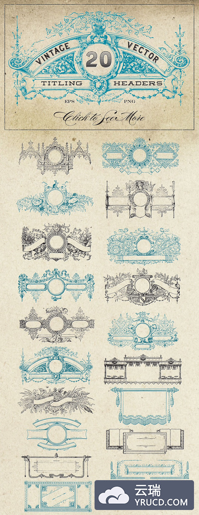 复古矢量标题素材 Vintage Vector Titling Headers