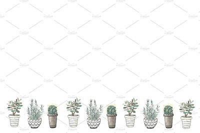 水彩盆栽素材 Watercolor illustration