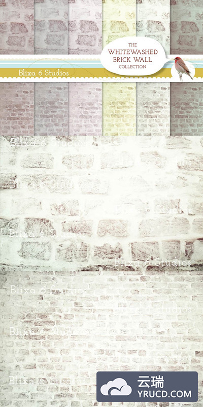 粉刷的砖墙背景纹理素材 Whitewashed Brick Wall Backgrounds