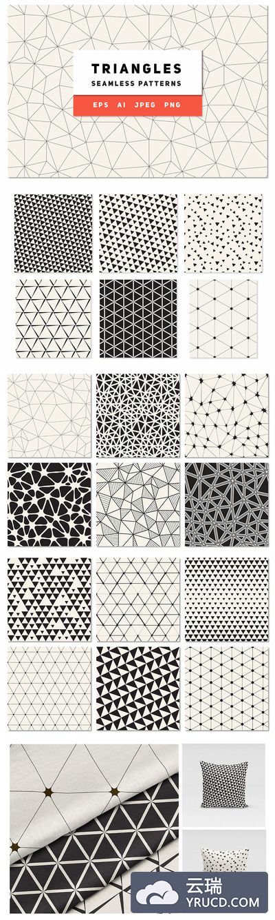 三角形不规则背景纹理素材 Triangles Seamless Patterns Bundle