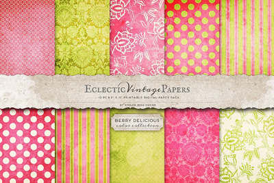 浆果美味味觉感的纸张背景纹理素材 Printable Papers - Berry Delicious