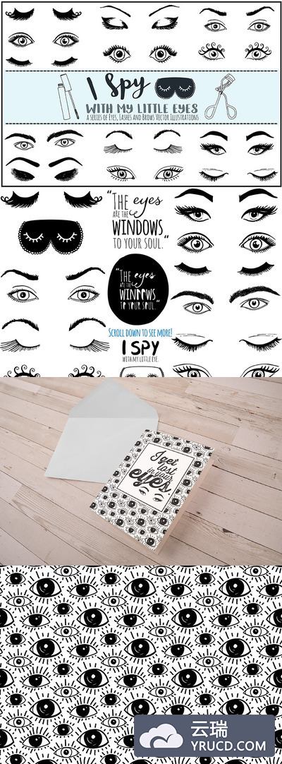 眼睛睫毛相关的矢量图形素材 Eye Vector Illustration, Lashes