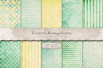 对称感的纸张背景纹理素材 Printable Papers - Sublime Lime