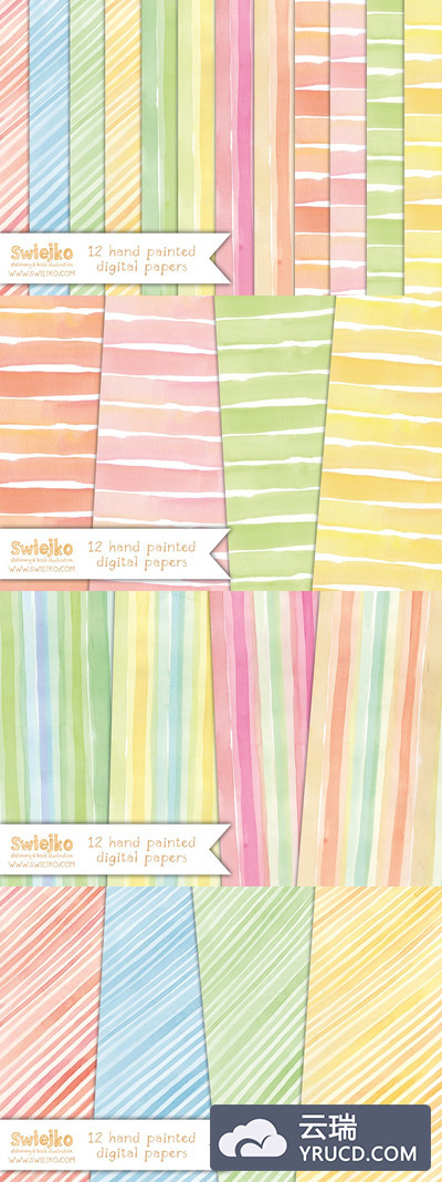水彩背景纹理纸张素材 Watercolor Paper, Stripes