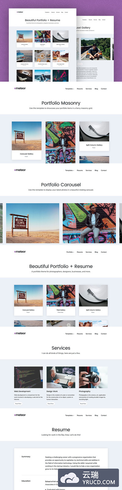 简约大气实用的WordPress网页模板 Meteor - Portfolio & Resume Theme