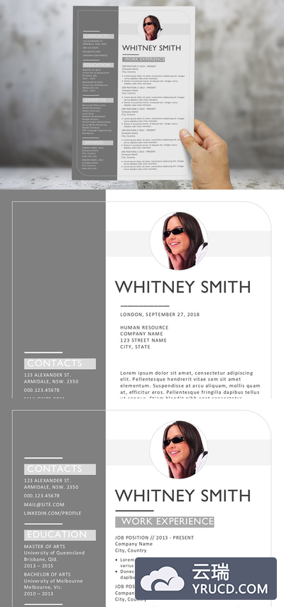 现代风格的简历模板三合一 Modern 3 in 1 resume pack