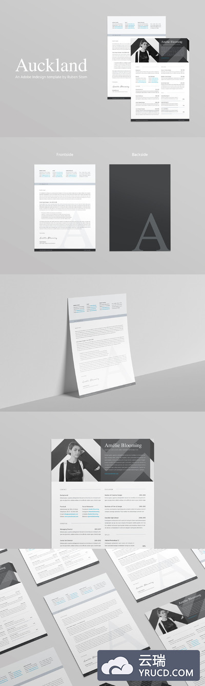 大图简历模板 Auckland Resume Template
