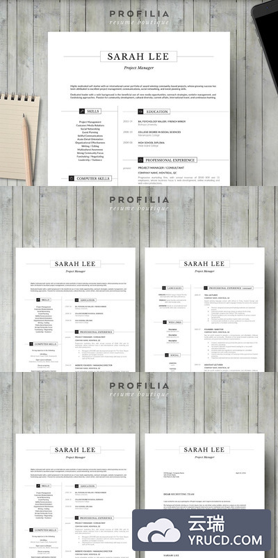 简单的Word简历模板 Word Resume & Cover letter Template