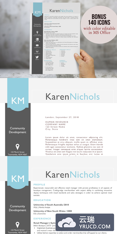 吸引眼球的简历模板 Eye-catching Word resume design