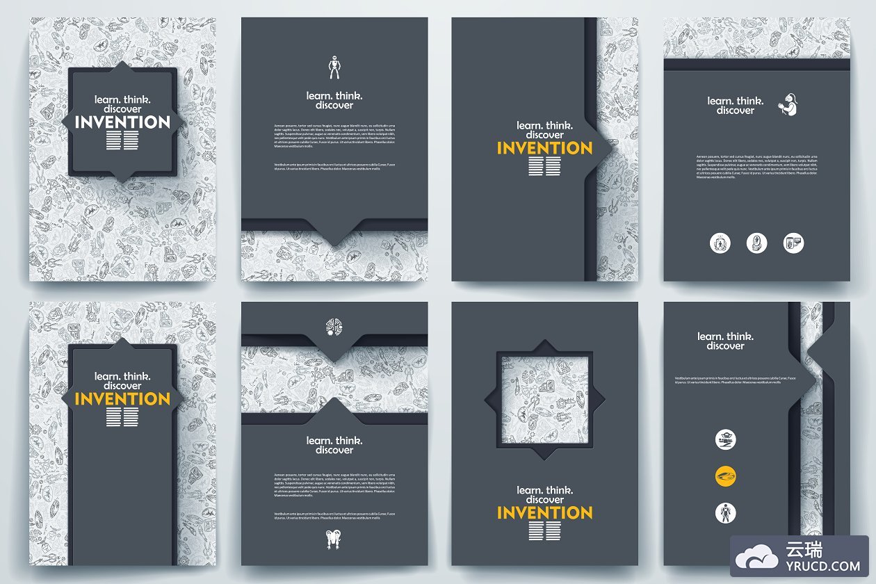 创新的涂鸦风格画册模板 Invention doodle brochures.