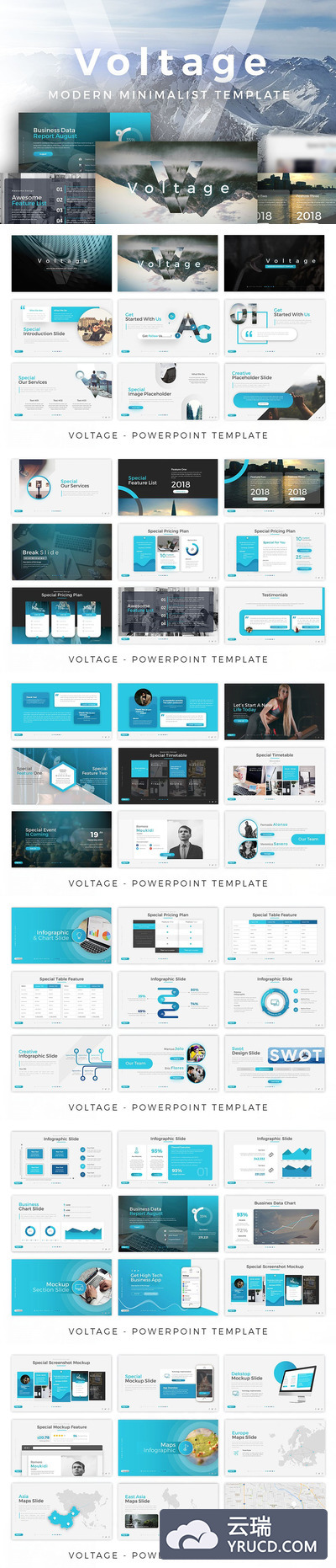 Voltage -创造性商业化的PPT幻灯片模板下载[pptx]