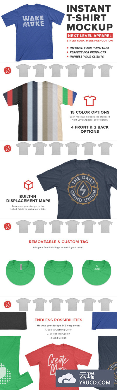 保罗棉衬衫纹样设计展示模型样机 Next Level Poly/Cotton Shirt Mockups