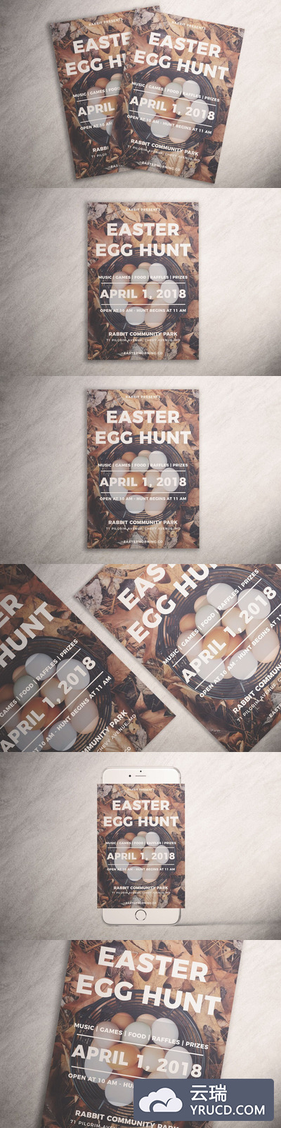 高品质的高端时尚现代复活节彩蛋狩猎传单DM海报设计模板