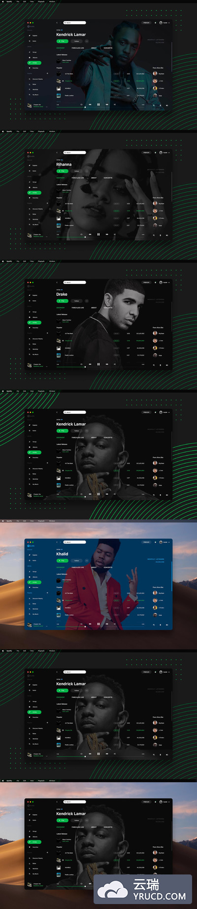 Spotify 概念设计 UI Kits