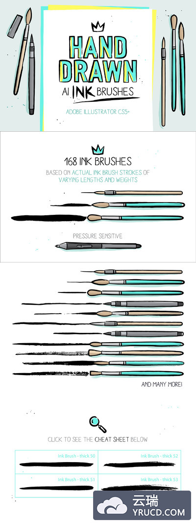 手绘Ai特效笔刷 Hand-drawn ink AI brushes