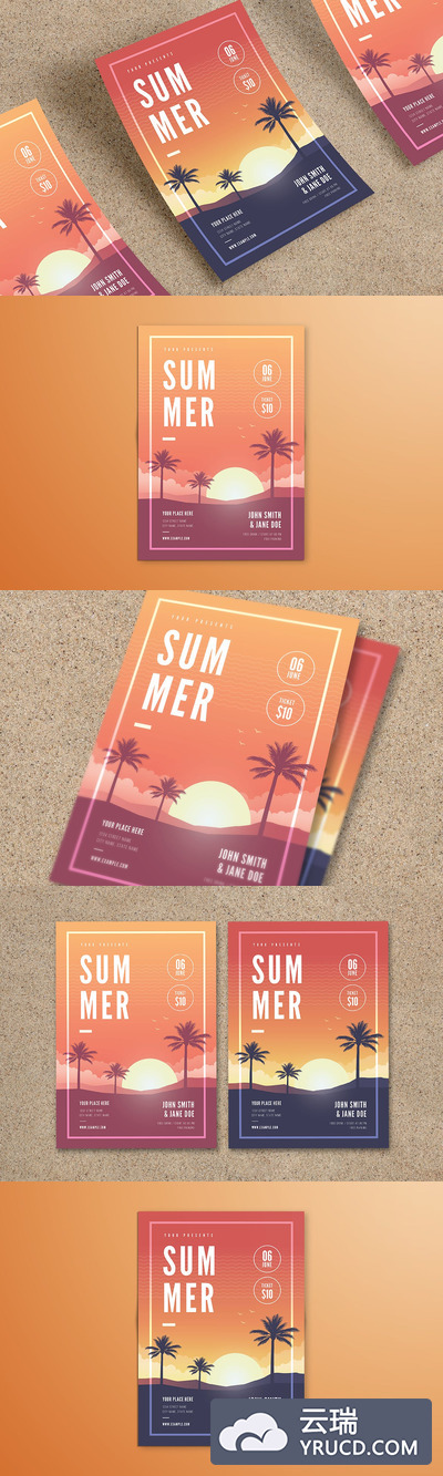 时尚简约夏季夏天海报传单DM设计模板