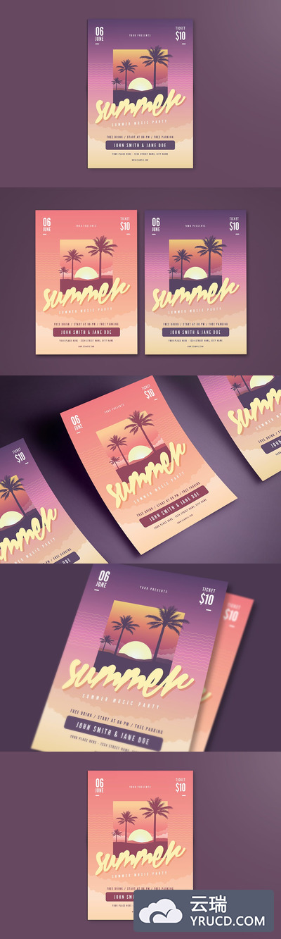 高端时尚简约的夏天商场打折促销SALE海报传单DM设计模板