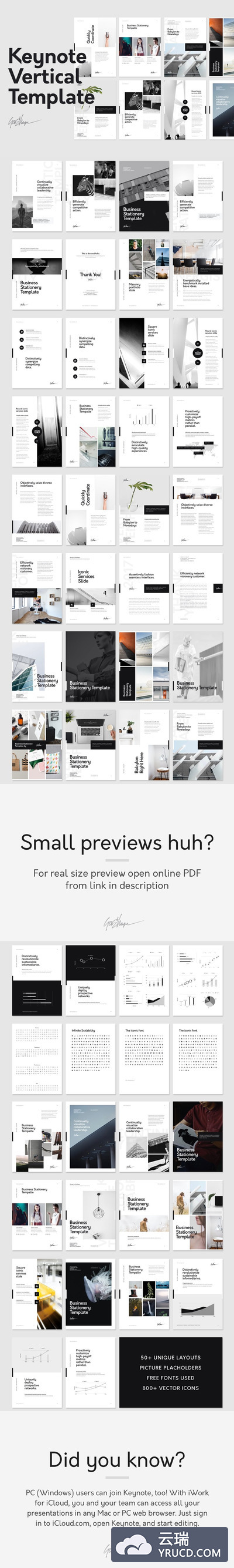 竖版的keynote时尚设计模板 Keynote Vertical Stationery Template