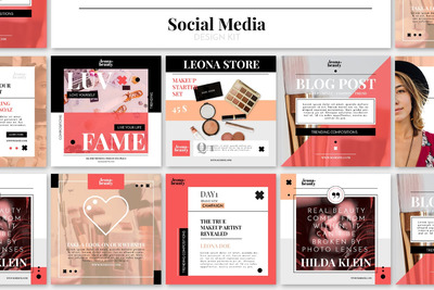 时尚柔美女性质感的banner社交媒体设计模板vol.2