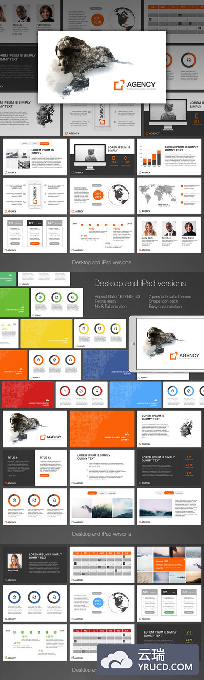 包含21个独特的高端时尚内容keynote幻灯片演示模版（key）