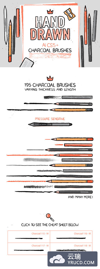 有趣的好玩的Ai笔刷 Charcoal AI brushes