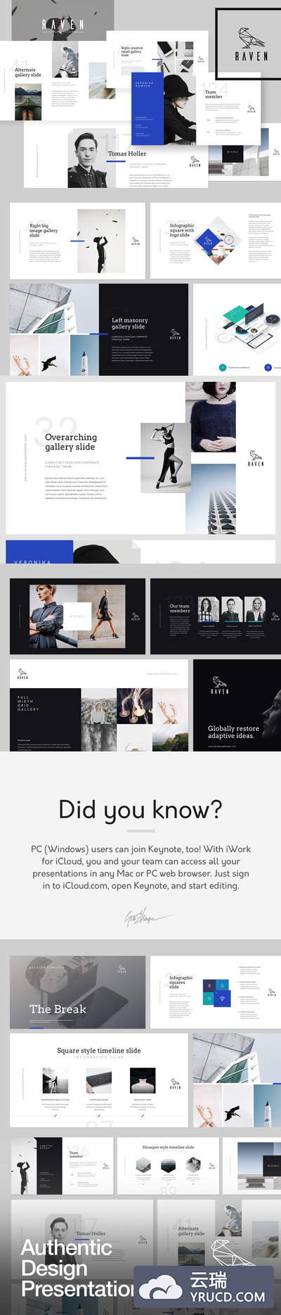 时尚杂志风的keynote模板 RAVEN Keynote Presentation Template