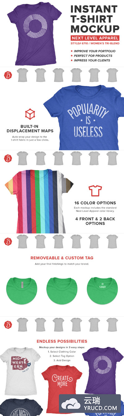 好用的女士T恤样机 Next Level 6710 T-Shirt Mockups