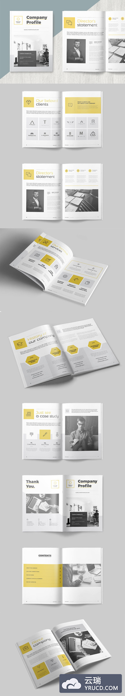 时尚多用途的品牌形象画册楼书手册杂志设计模板